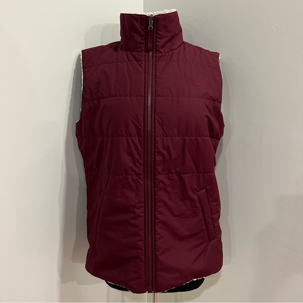The north face reversible Sherpa burgundy vest